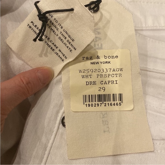 NWT rag & bone Jeans White Prospctr Dre Capri Distressed Size 26, 28, 29 or 30 - Picture 9 of 16